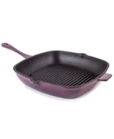 Neo Cast Iron 11" Grill Pan with Slotted Steak Press, Set of 2