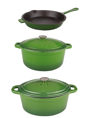 BergHOFF Neo 5pc Cast Iron Oval Dutch Oven Set with 10" Fry Pan