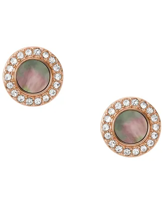Val Gray Mother of Pearl Glitz Studs - Rose Gold