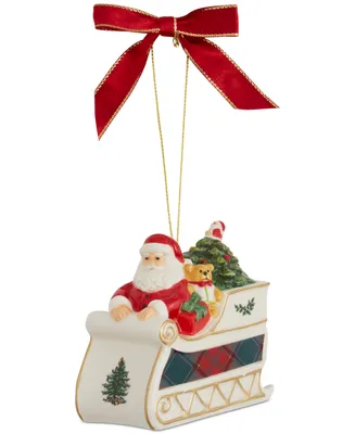 Christmas Tree Santa in Sleigh Ornament