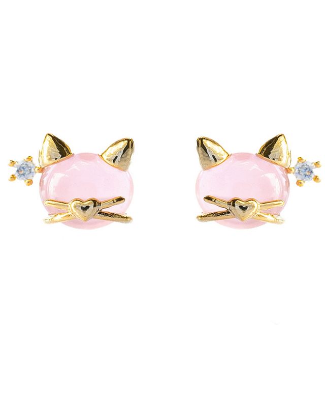 Girls Crew Kitty Kat Stud Earrings - Gold