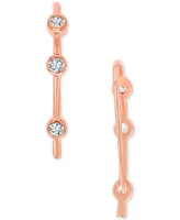 Cubic Zirconia Bezel Threader Earrings in 14k Rose Gold-Plated Sterling Silver