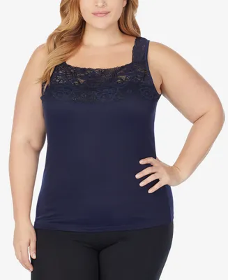 Cuddl Duds Plus Size SofTech Stretch Lace Detail Cami