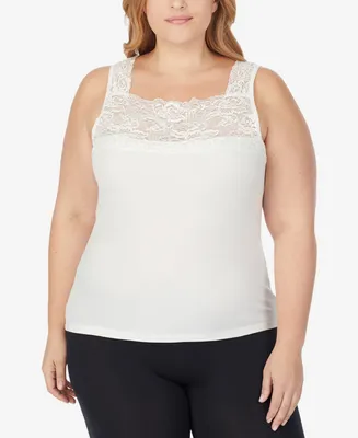 Cuddl Duds Plus Size SofTech Stretch Lace Detail Cami