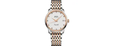 Mido Women's Swiss Automatic Baroncelli Iii Heritage Diamond (1/10 ct. t.w.) Two Tone Stainless Steel Bracelet Watch 33mm
