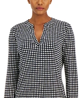 Anne Klein Women's Split-Neck Pearl-Dot Top