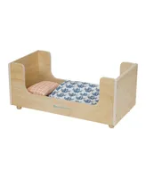 Manhattan Toy Company Sleep Tight Wooden Play Sleigh Bed with Pillow and Blanket for Dolls and Stuffed Animals