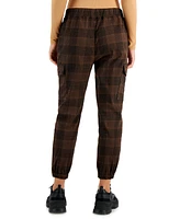 Tinseltown Juniors' Plaid Cargo Pull-On Jogger Pants