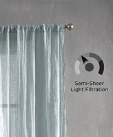 French Connection Charter Crushed Semi-Sheer Rod Pocket Window Curtain Pair, 84" x 50"