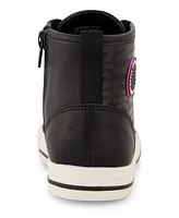 Dkny Little Girls Side Zipper All Over Logo High Top Sneakers