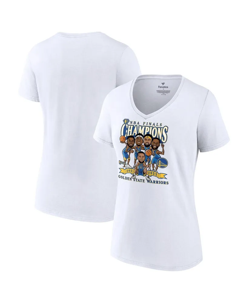 Women's Fanatics White Golden State Warriors 2022 Nba Finals Champions Caricature V-Neck T-shirt