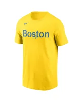 Men's Nike Enrique Hernandez Gold and Light Blue Boston Red Sox City Connect Name & Number T-shirt