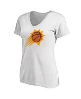 Women's Fanatics White Phoenix Suns Primary Logo Team V-Neck T-shirt