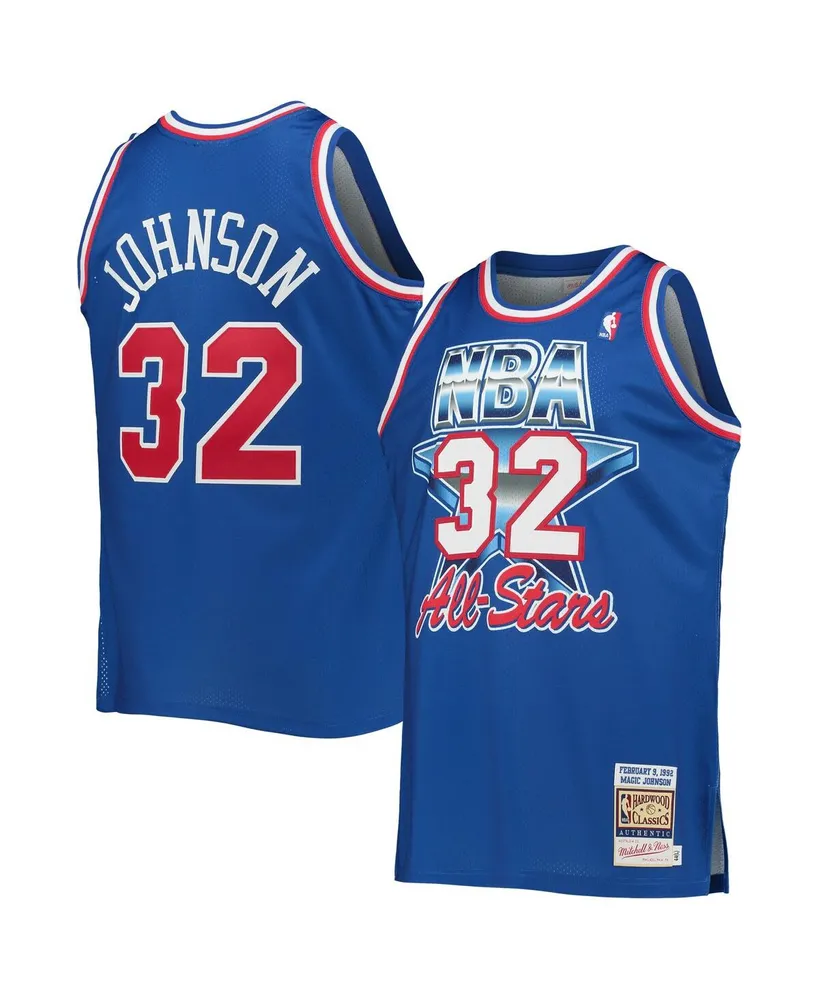 Men's Mitchell & Ness Magic Johnson Royal Western Conference Hardwood Classics 1992 Nba All-Star Game Authentic Jersey