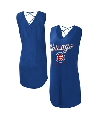 Women's G-iii 4Her by Carl Banks Royal Chicago Cubs Game Time Slub Beach V-Neck Cover-Up Dress