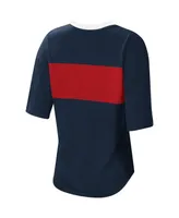 Women's Touch Navy and Red Minnesota Twins Lead Off Notch Neck T-shirt