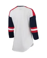 Women's Touch White and Red Minnesota Twins Base Runner 3/4-Sleeve V-Neck T-shirt