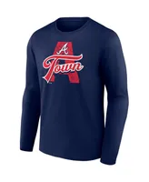 Men's Fanatics Navy Atlanta Braves A-Town Hometown Collection Long Sleeve T-shirt