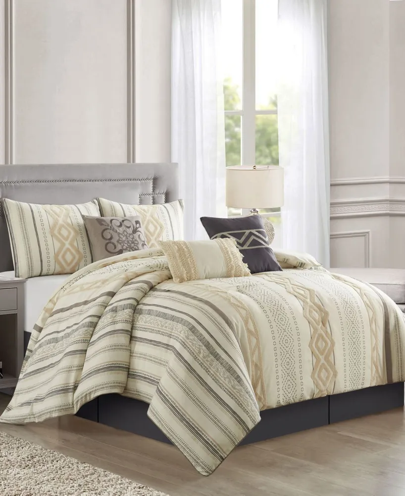 Alana 7-Piece Comforter Set, California King - Beige