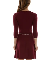 Bcx Juniors' Scalloped-Trimmed Sweater Dress