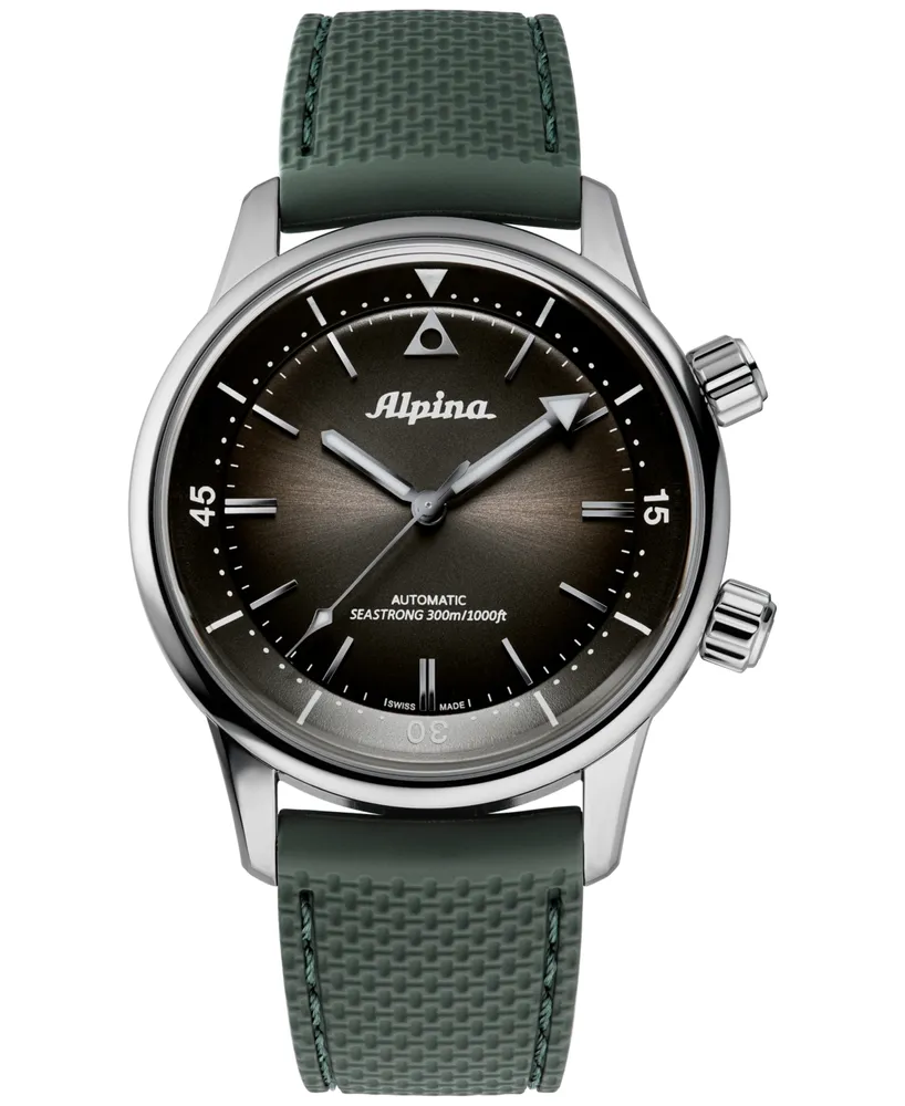 Alpina Men's Swiss Automatic Seastrong Diver Green Rubber Strap Watch 42mm