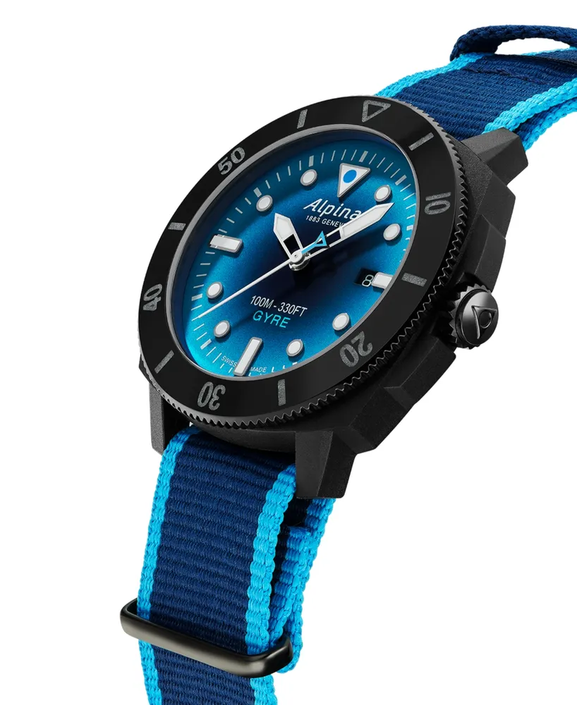 Alpina Men's Swiss Automatic Seastrong Gyre Blue Plastic Strap Watch 44mm - Limited Edition