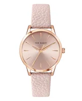 Ted Baker Women's Fitzrovia Charm Pink Leather Strap Watch 34mm