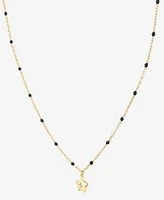 Diamond Accent Star Enamel Bead 18" Pendant Necklace Sterling Silver or 14k Gold-Plated