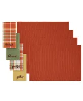 Elrene Harvest Sentiments Placemat and Napkin Value Set, 8 Piece