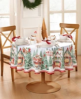 Elrene Storybook Christmas Village Holiday Tablecloth