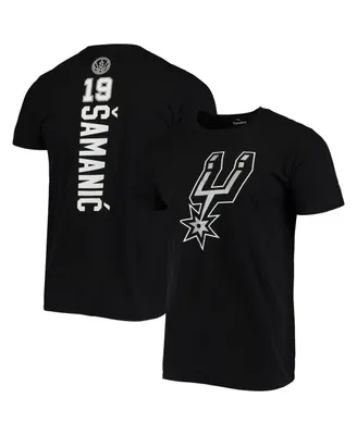Men's Fanatics Luka Samanic Black San Antonio Spurs Playmaker Name and Number Logo T-shirt