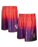 Men's Mitchell & Ness Red, Purple Toronto Raptors 1998/99 Hardwood Classics Fadeaway Reload 3.0 Swingman Shorts