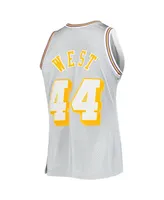 Men's Mitchell & Ness Jerry West Silver Los Angeles Lakers 75th Anniversary 1971-72 Hardwood Classics Swingman Jersey