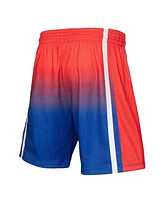Men's Mitchell & Ness Red, Royal Philadelphia 76ers 1996/97 Hardwood Classics Fadeaway Reload 3.0 Swingman Shorts