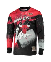 Men's Mitchell & Ness Red Chicago Bulls Hardwood Classics Hyper Hoops Moto Sublimated Long Sleeve T-shirt