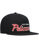 Men's Mitchell & Ness Black New Orleans Pelicans Hardwood Classics Script 2.0 Snapback Hat