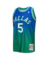 Men's Mitchell & Ness Jason Kidd Green and Navy Dallas Mavericks 1994/95 Hardwood Classics Fadeaway Swingman Player Jersey