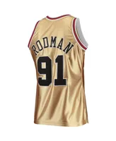 Men's Mitchell & Ness Dennis Rodman Gold Chicago Bulls 75th Anniversary 1997-98 Hardwood Classics Swingman Jersey