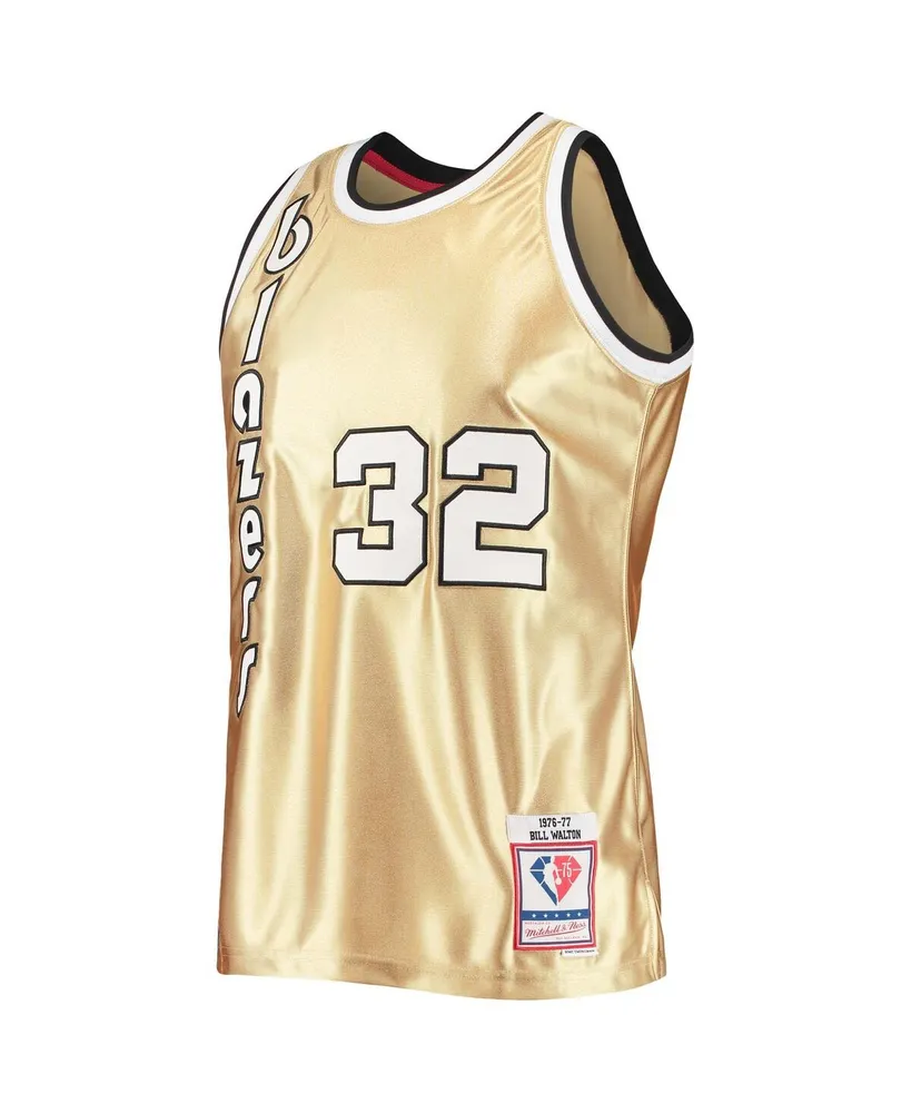 Men's Mitchell & Ness Bill Walton Gold Portland Trail Blazers 75th Anniversary 1976-77 Hardwood Classics Swingman Jersey