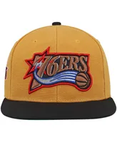 Men's Mitchell & Ness Gold and Black Philadelphia 76ers Hardwood Classics Snapback Hat