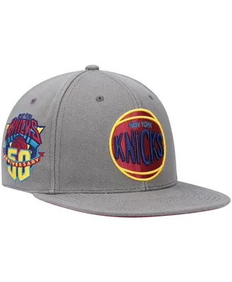 Men's Mitchell & Ness Charcoal New York Knicks Hardwood Classics 50th Anniversary Carbon Cabernet Fitted Hat