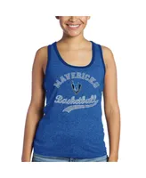 Women's Majestic Threads Dirk Nowitzki Royal Dallas Mavericks Name and Number Tri-Blend Tank Top