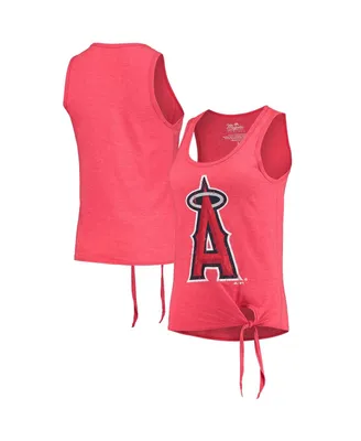 Women's Majestic Threads Red Los Angeles Angels Scoop Neck Racerback Side Tie Tri-Blend Tank Top