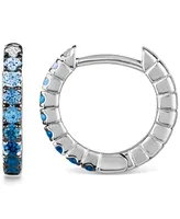 Le Vian Denim Ombre Sapphire (1/4 ct. t.w.) & White Sapphire (1/20 ct. t.w.) Small Hoop Earrings in 14k White Gold, 0.5"