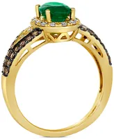 Le Vian Emerald (7/8 ct. t.w.) & Diamond (1/2 ct. t.w.) Halo Ring in 14k Gold