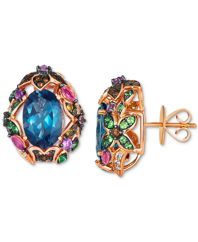 Le Vian Multi-Gemstone (8-5/8 ct. t.w.) & Nude Diamond (1/6 ct. t.w.) Floral Statement Stud Earrings in 14k Rose Gold