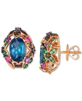 Le Vian Multi-Gemstone (8-5/8 ct. t.w.) & Nude Diamond (1/6 ct. t.w.) Floral Statement Stud Earrings in 14k Rose Gold