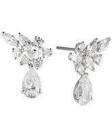 Eliot Danori Silver-Tone Crystal Pear Drop Earrings, Created for Macy's