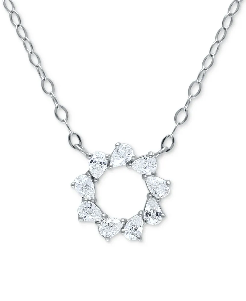 Giani Bernini Cubic Zirconia Pear Circle Pendant Necklace, 16" + 2" extender, Created for Macy's