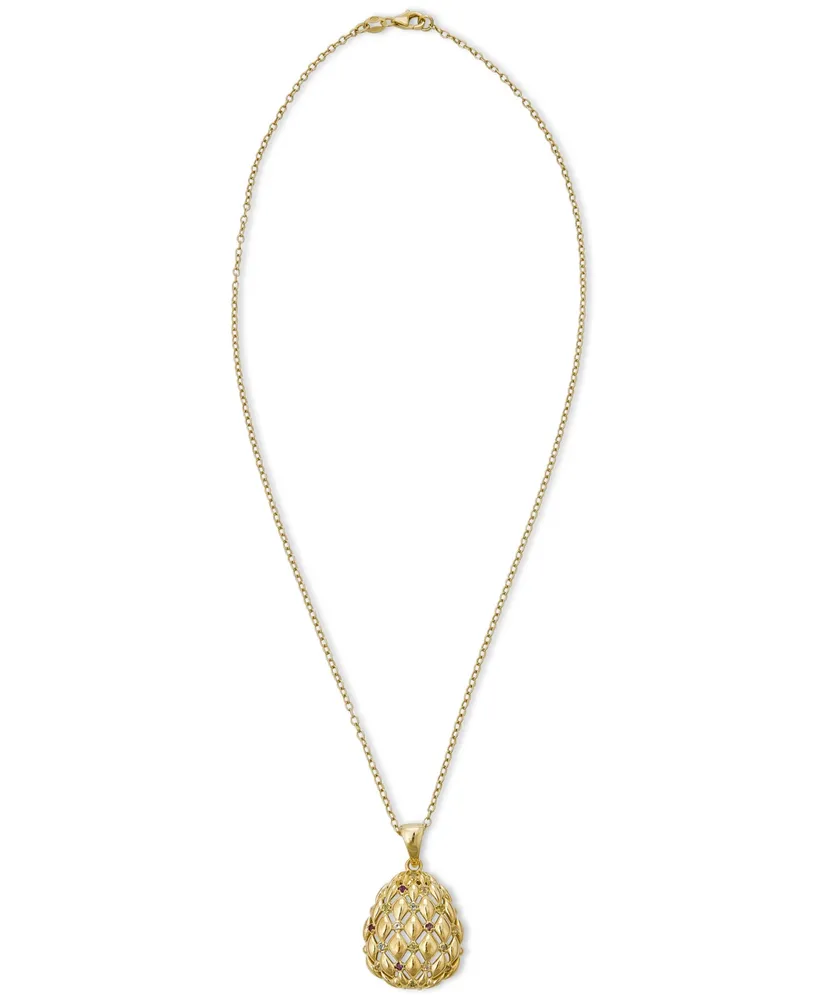 Multi-Gemstone Openwork Teardrop 18" Pendant Necklace (1-3/8 ct. t.w.) in 14k Gold-Plated Sterling Silver